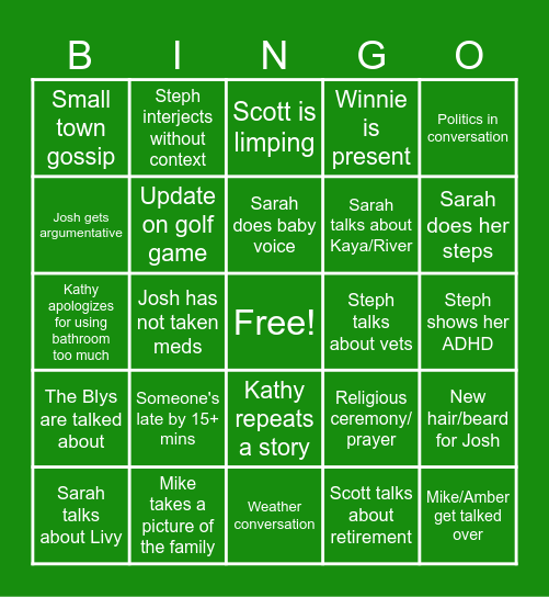 Mulholland Bingo Card