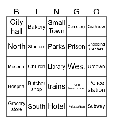 City Bingo Card