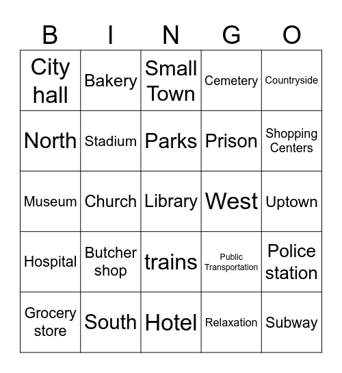 City Bingo Card
