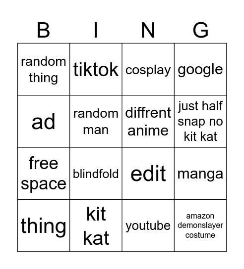 gojo bingo Card