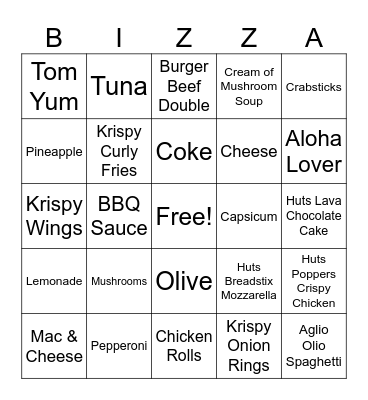 Pizza-Go Bingo Card