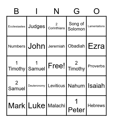 BIBLE BINGO Card