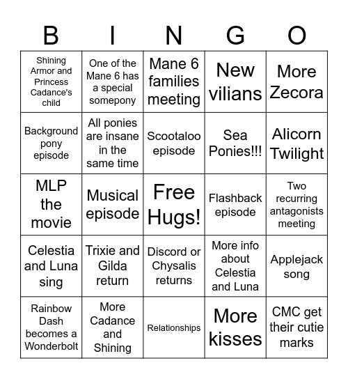 MLP Season 3 bingo Card