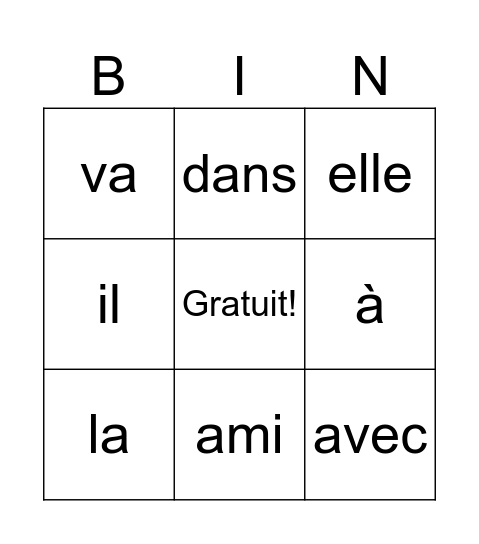 Liste Orange Bingo Card