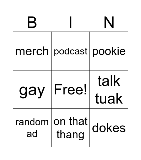 talk tuah Bingo Card