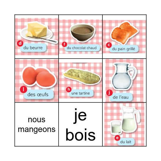 Au petit-déjeuner Bingo Card