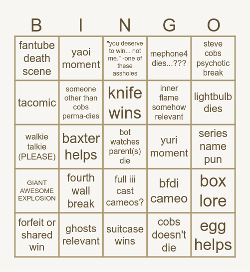 effie's ii17 bingo Card