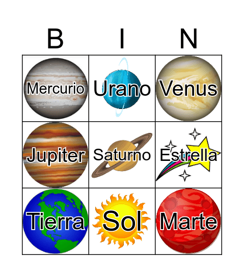 Los planetas Bingo Card