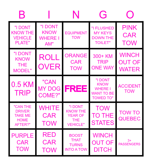 DISPATCH BINGO Card