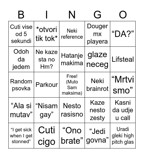 Rajan Bingo Card