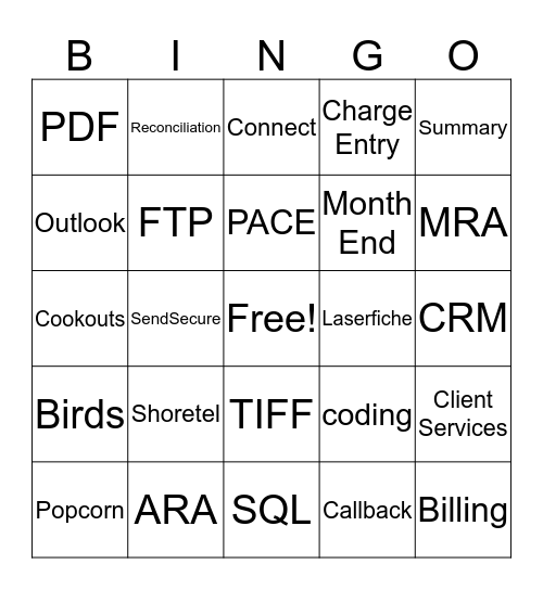 Client Services Bingo Card