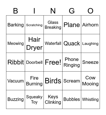 Sounds Bingo Card