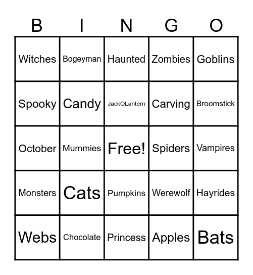 Halloween Bingo Card