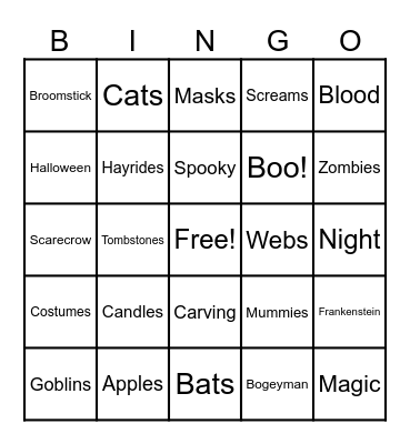 Halloween Bingo Card