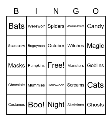 Halloween Bingo Card