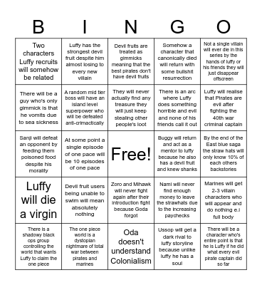 One Piece predictions Bingo Card