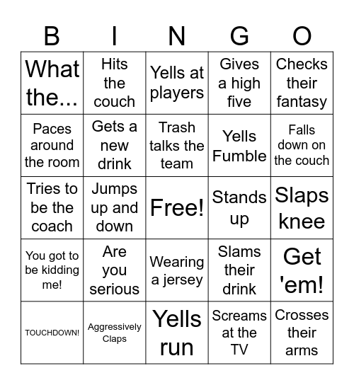 Football Bingo Card