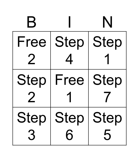 12 Step Bingo Card