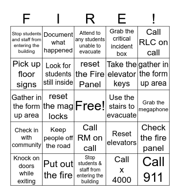 FIRE SAFETY Bingo Card