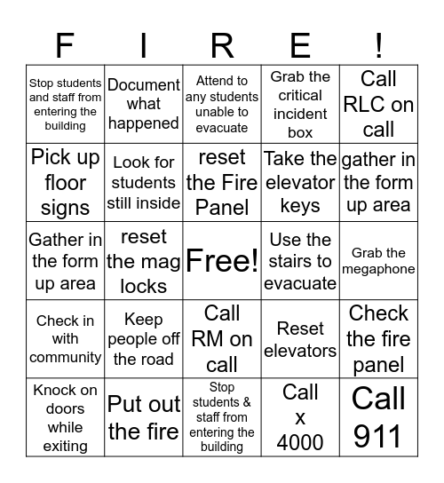 FIRE SAFETY Bingo Card