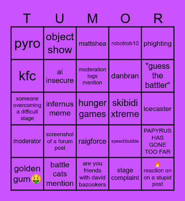 Tumore Media Bingo Card