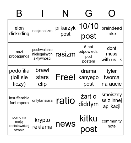 twt bingo Card