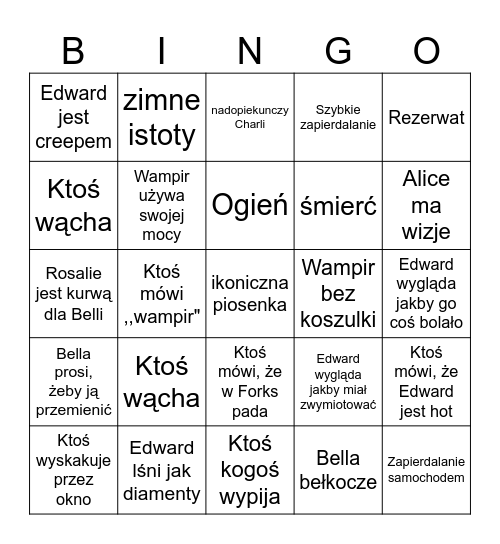 ZMIERZCH Bingo Card