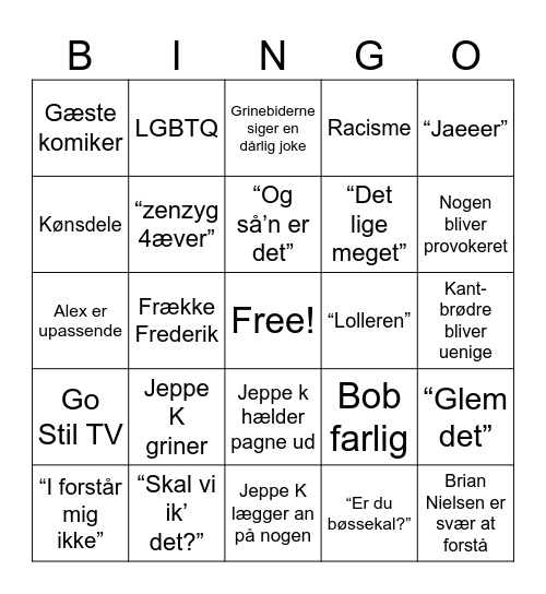 Danish Dynamite Bingo Card