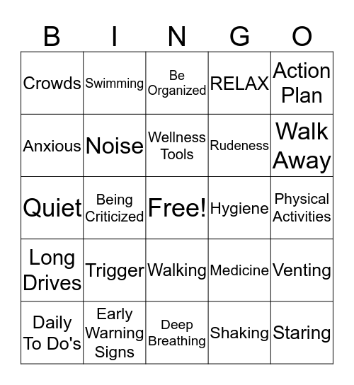 WRAP Bingo Card