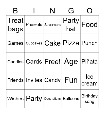 Birthday Bingo Card