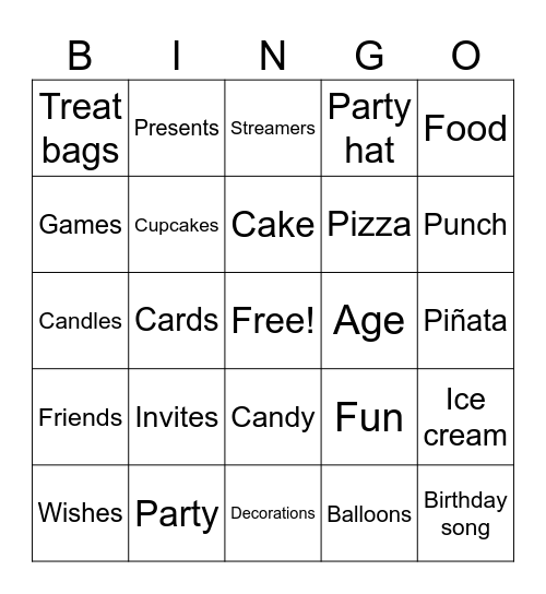 Birthday Bingo Card