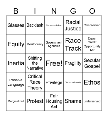 “DEI (diversity-equity-inclusion) or DOA (dead on arrival)? How to move beyond window dressing to achieve institutional equity” Bingo Card
