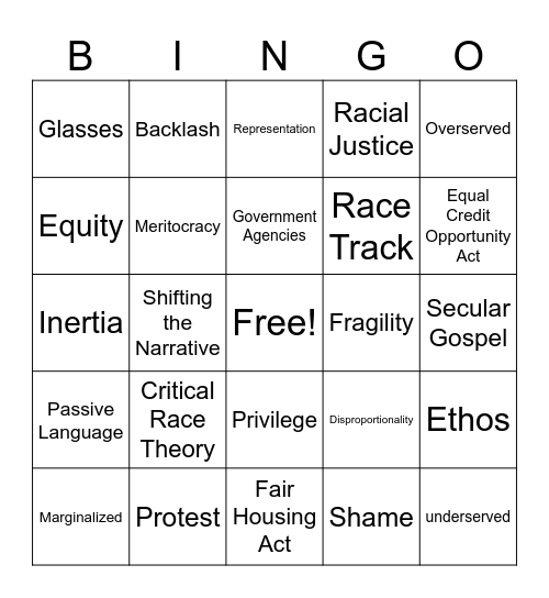 “DEI (diversity-equity-inclusion) or DOA (dead on arrival)? How to move beyond window dressing to achieve institutional equity” Bingo Card