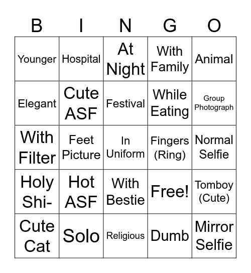 Photo Bingo Card