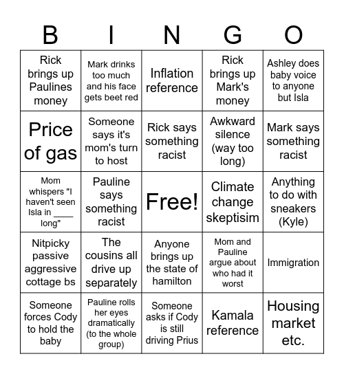 Thanksgiving 2024 Bingo Card