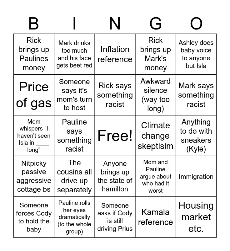 Thanksgiving 2024 Bingo Card