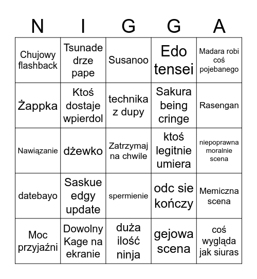 Naringo Bingo Card