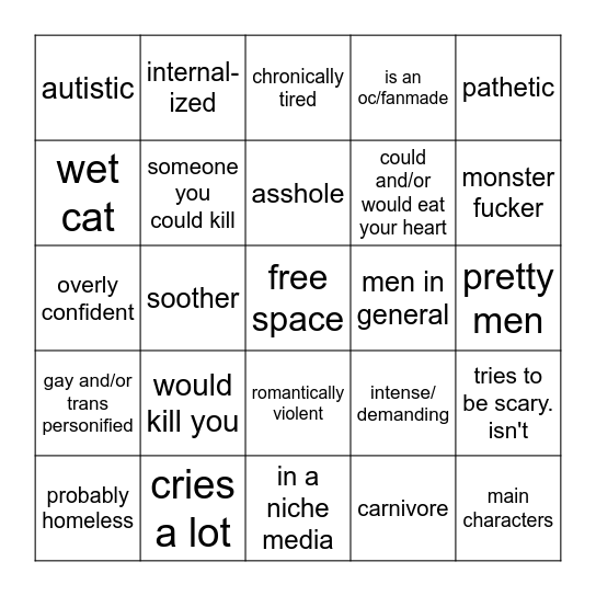 distortion babygirl bingo Card