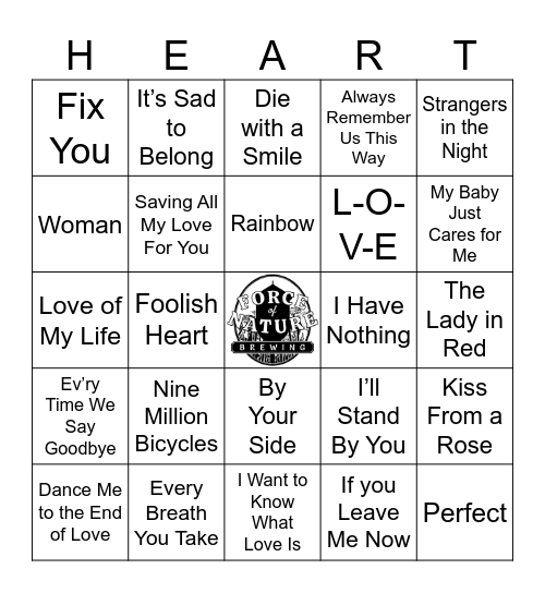 L O V E        S O N G S Bingo Card