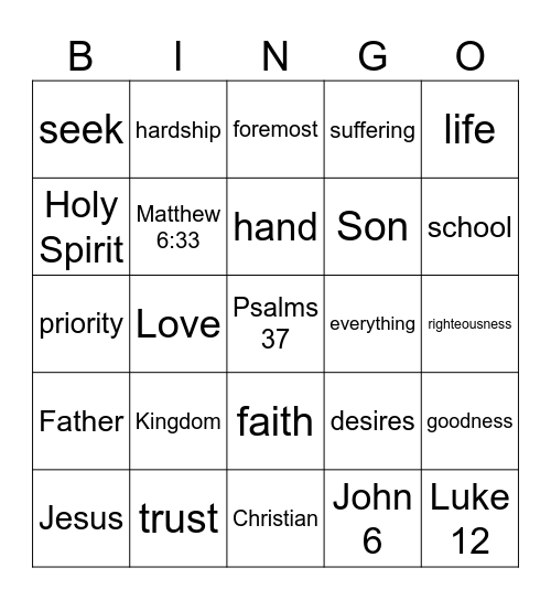 Bible Bingo Card