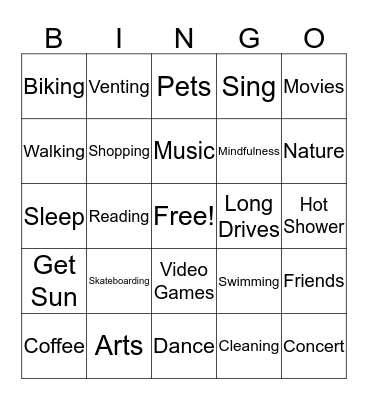 Wellness Tools Bingo Card