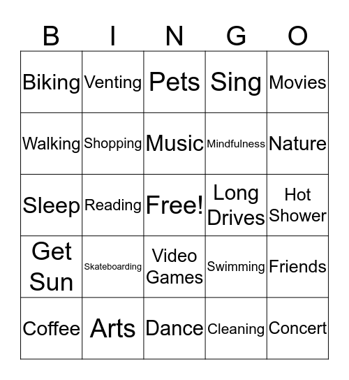 Wellness Tools Bingo Card