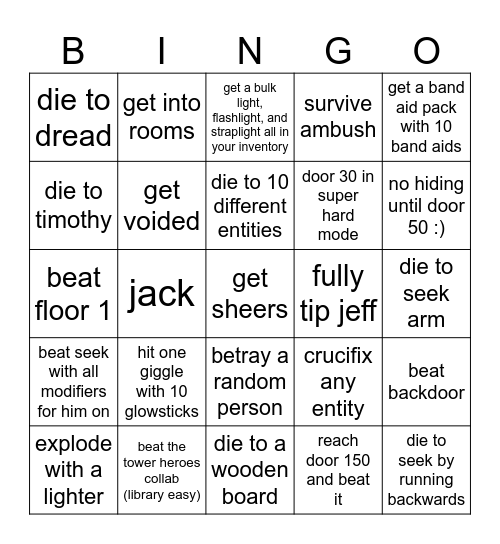 doors bingo! Bingo Card