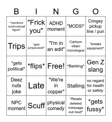 Filian Stream Bingo Card