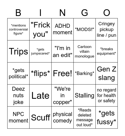 Filian Stream Bingo Card