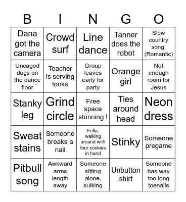 Hoco Bingo Card