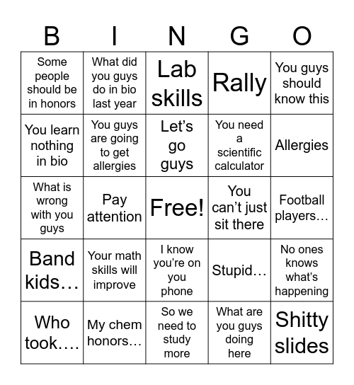 Untitled Bingo Card