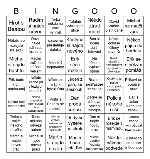 říjen 2024 - říjen 2025 Bingo Holešov edition Bingo Card