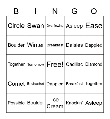 Fellowship of the Sing! Bingo Card