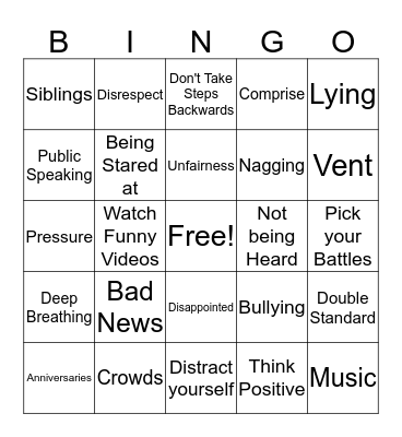 Triggers & Action Plan Bingo Card